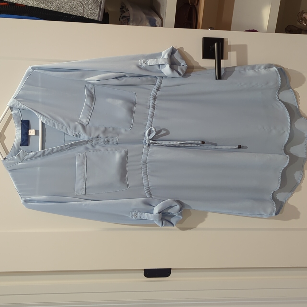 Sky blue shirt dress